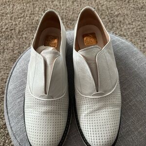 Women’s  White Leather Slip-On Shoes